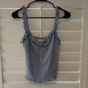 Blue Ruffled Women's Top